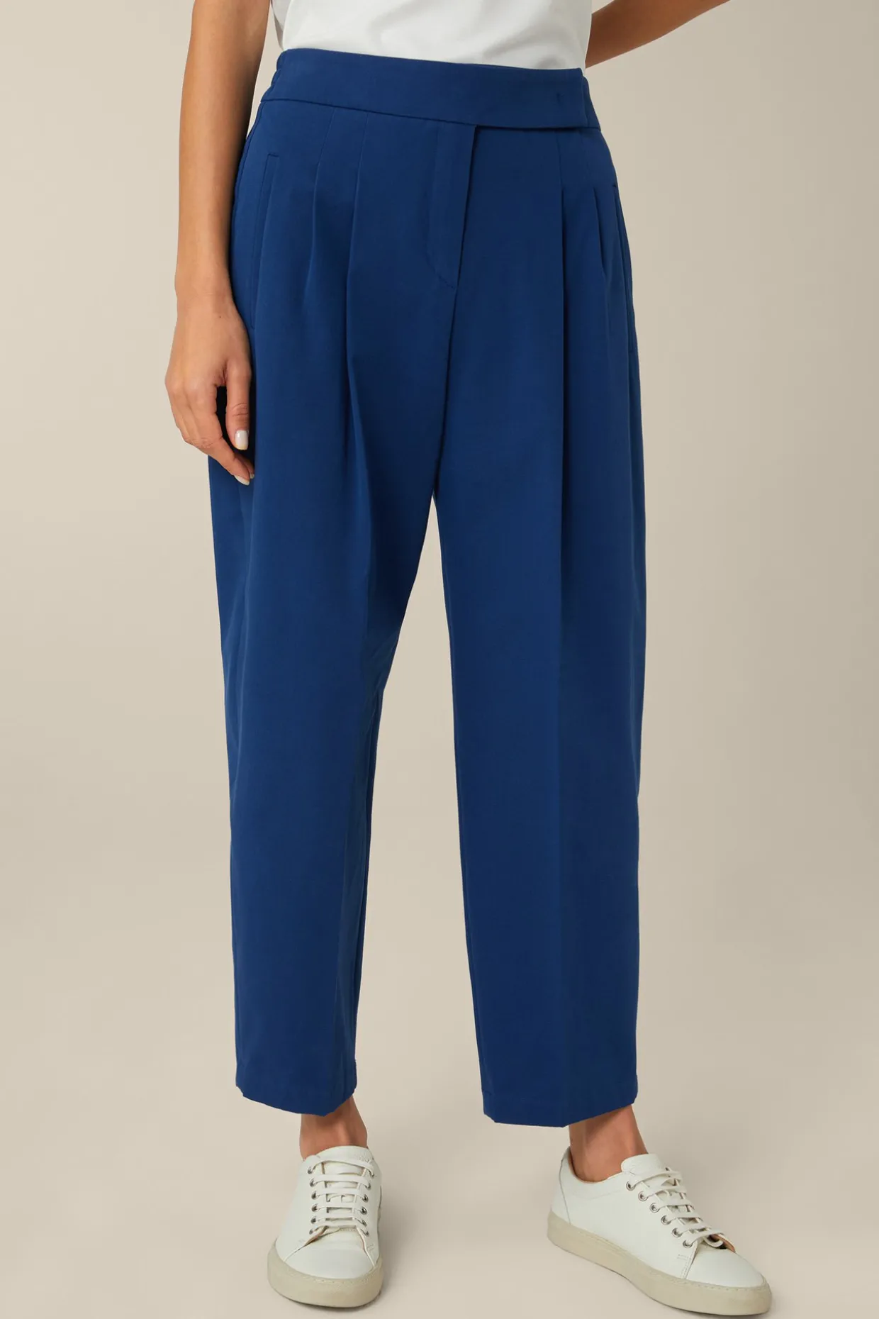 Baumwoll-Gabardine-Bundfalten-Hose In