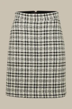 Cotton-Wool-Blend-Boucle-Rock In Weis-Schwarz Kariert