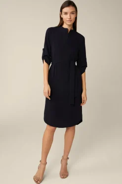 Crepe-Hemdblusen-Kleid In