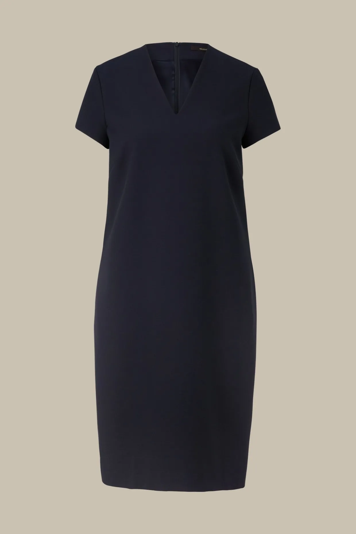 Crepe-Shift-Kurzarm-Kleid In
