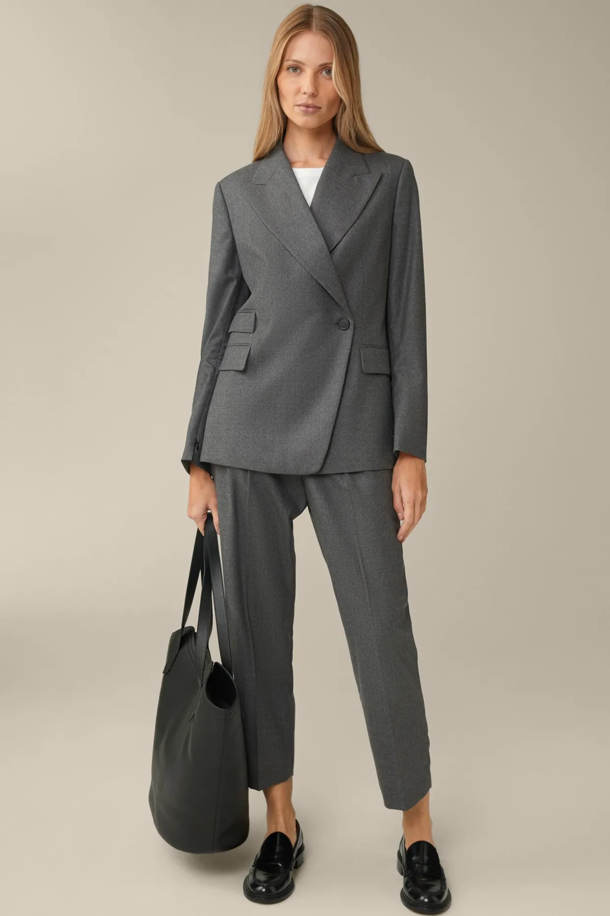 Flanell-Doppelreiher-Blazer In