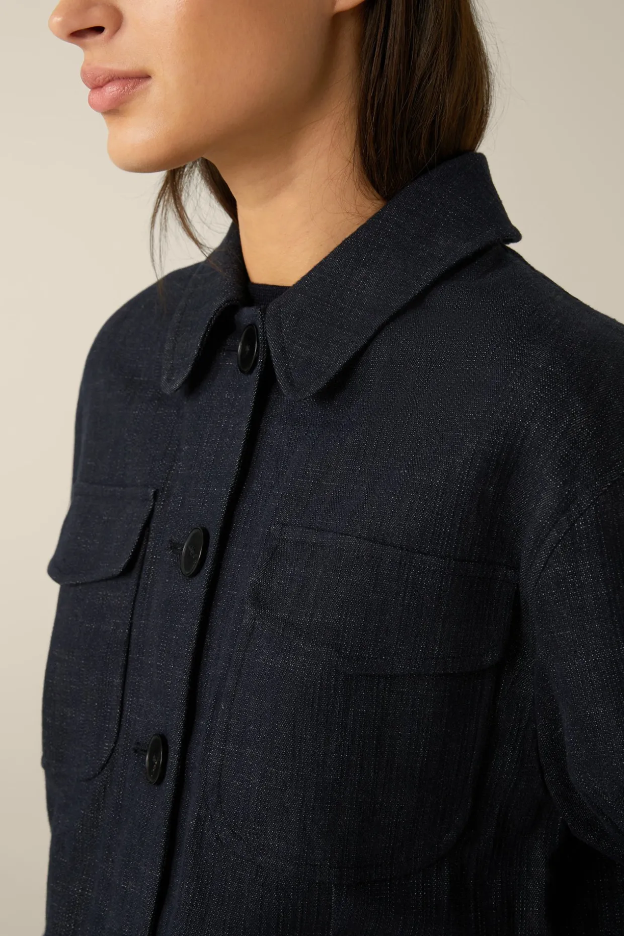 Jeans-Blazer-Jacke In Dark Denim Blue