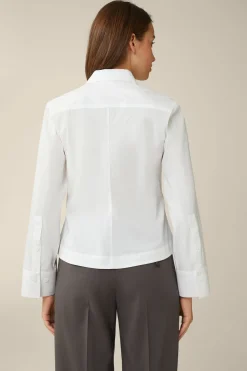 Popeline-Baumwollstretch-Hemdbluse In