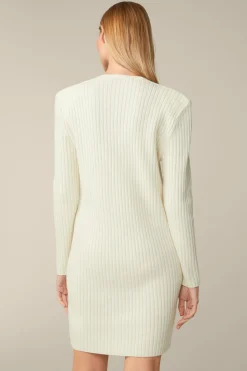 Schurwoll-Cashmeremix-Ripp-Strick-Kleid In