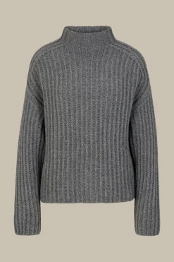 Schurwoll-Cashmeremix-Stehkragen-Pullover In