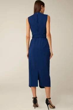 Schurwoll-Etui-Kleid In Midi-Lange In