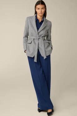 Schurwoll-Long-Blazer Mit Gürtel In