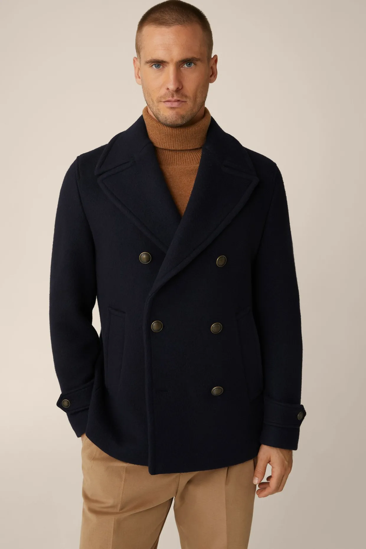 Schurwollmix-Caban-Jacke Cabon Mit Reverskragen In