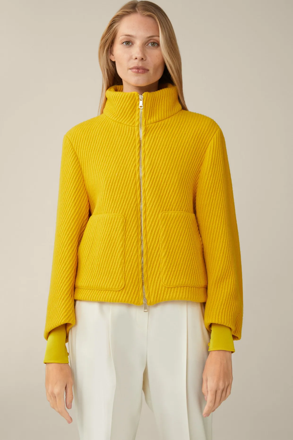 Schurwollmix-Cape-Jacke Mit Struktur In