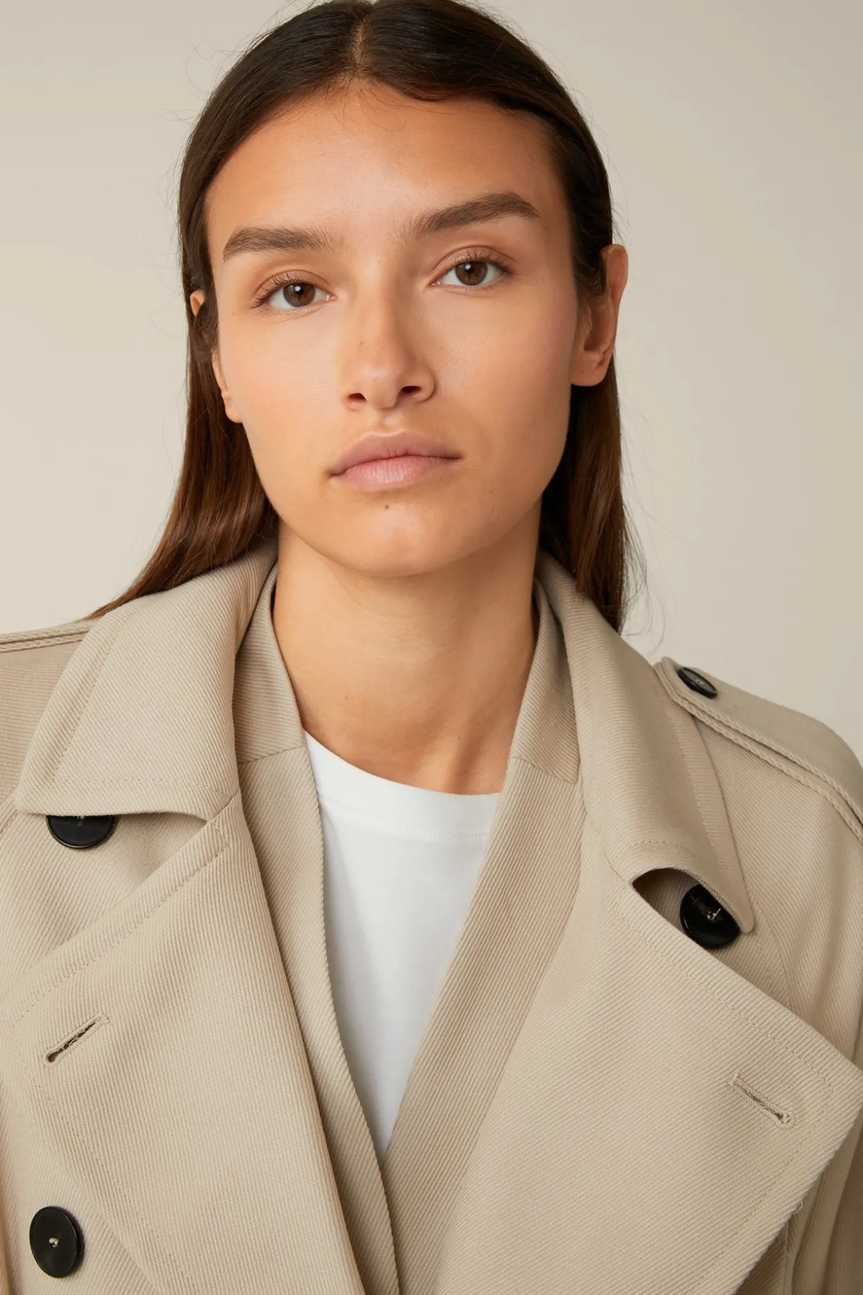 Schurwollmix-Twill-Trenchcoat In