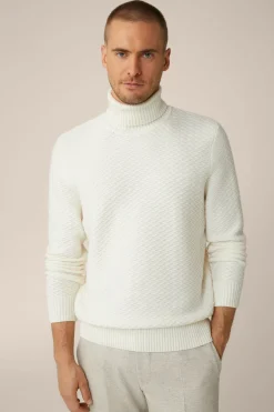 Schurwoll-Rollkragen-Pullover Amilo Mit Cashmere In Strukturiert