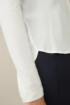 Tencel-Langarm-Shirt Mit Satin Vorderseite In