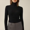 Tencel-Wollstretch-Rollkragen-Shirt In