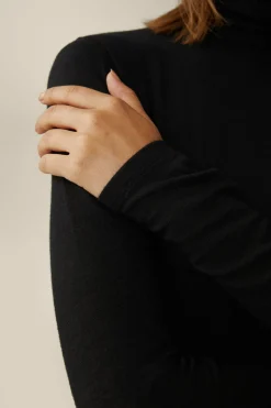 Tencel-Wollstretch-Rollkragen-Shirt In
