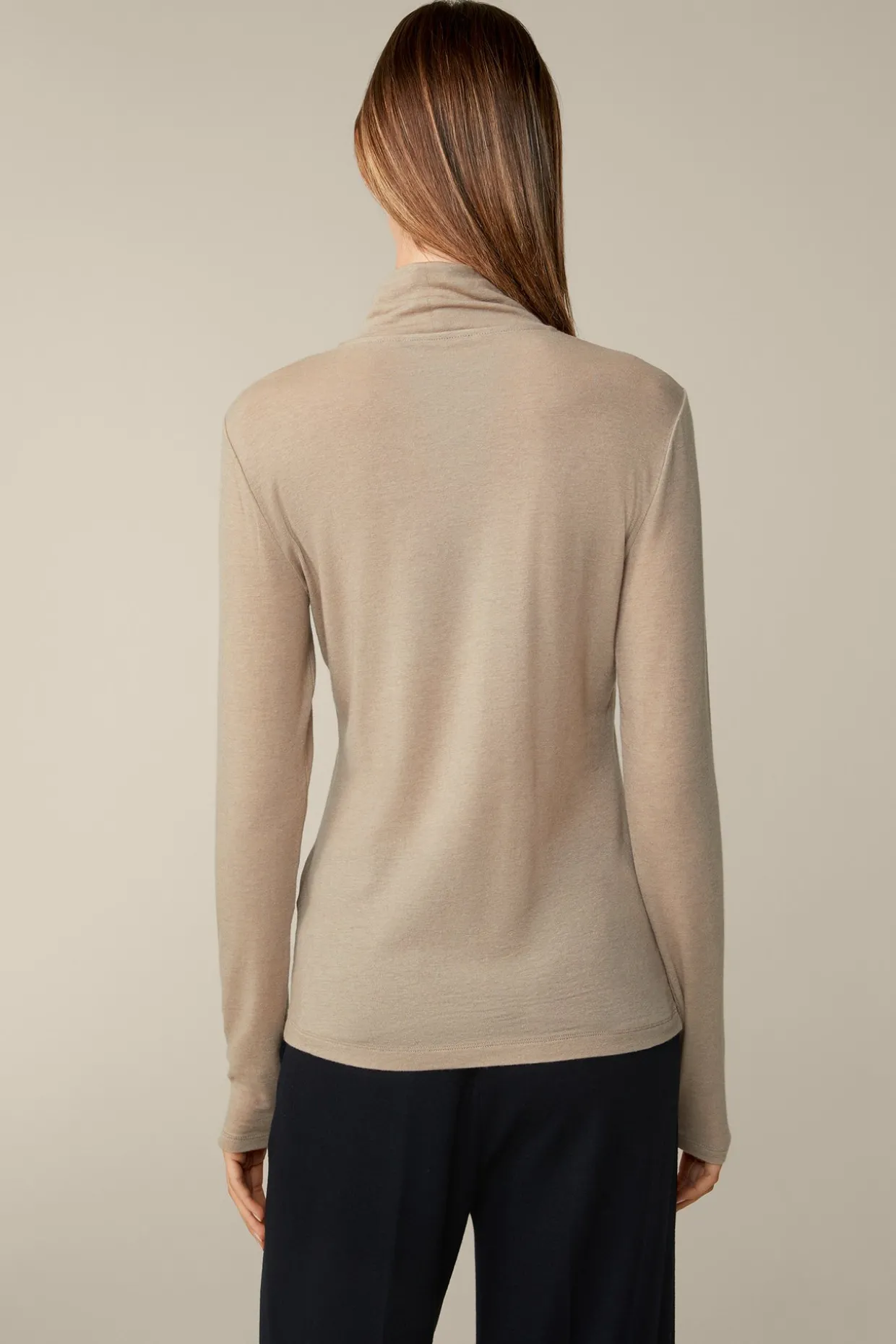 Tencel-Wollstretch-Rollkragen-Shirt In