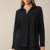Wollcrepe-Hemdbluse In