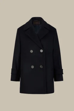 Wollmix-Caban-Jacke Mit Breitem Revers In
