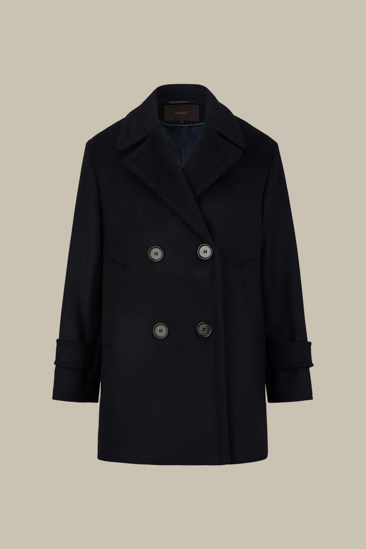Wollmix-Caban-Jacke Mit Breitem Revers In