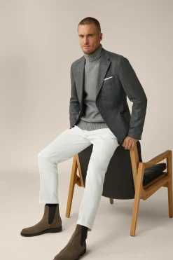 Wollmix-Sakko Giro Mit Cashmere In Fischgrat Schwarz-Grau