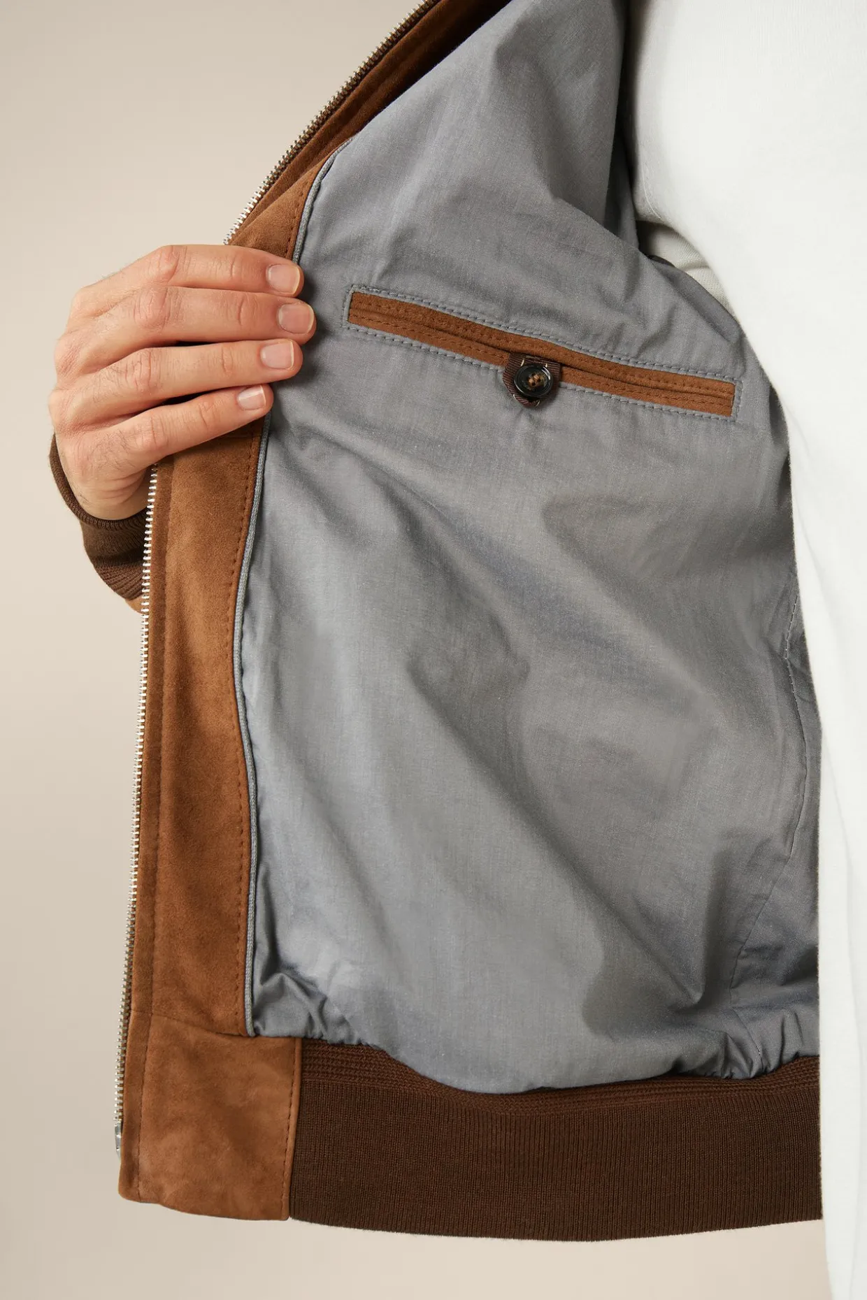 Ziegenvelours-Leder-Blouson Borello In